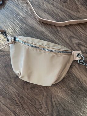 NWOT Neutral beige Silky Mini crossbody Belt Bag For Women